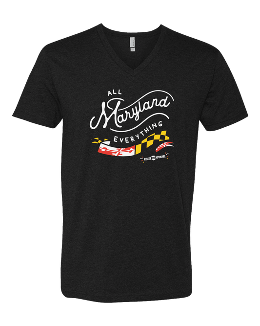 All Maryland Everything (Black) / V-neck Shirt - Route One Apparel