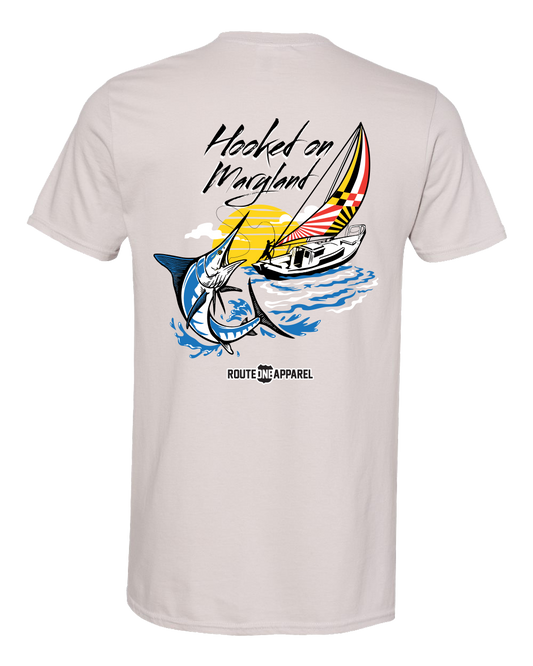 *PRE-ORDER* Hooked on Maryland White Marlin (Ice Grey) / Shirt - Route One Apparel