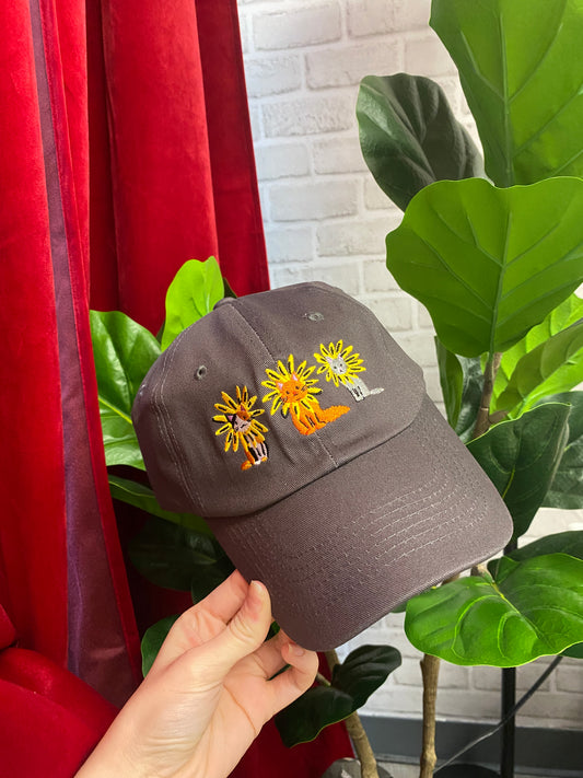 Black Eyed Susan Cat (Charcoal) / Baseball Hat - Route One Apparel