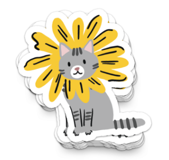 Black Eyed Susan Cat (Grey) / Sticker - Route One Apparel
