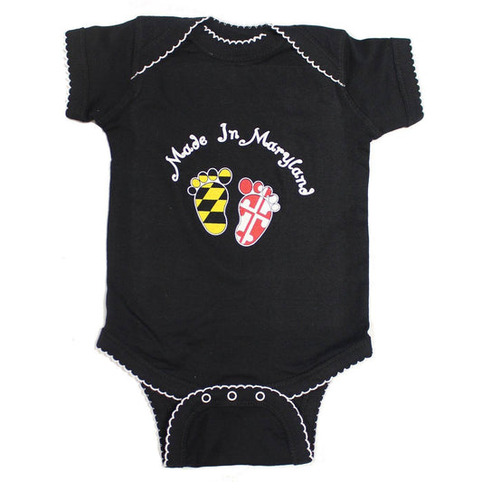 Made in Maryland (Black w/ White Outline) / Baby Onesie - Route One Apparel