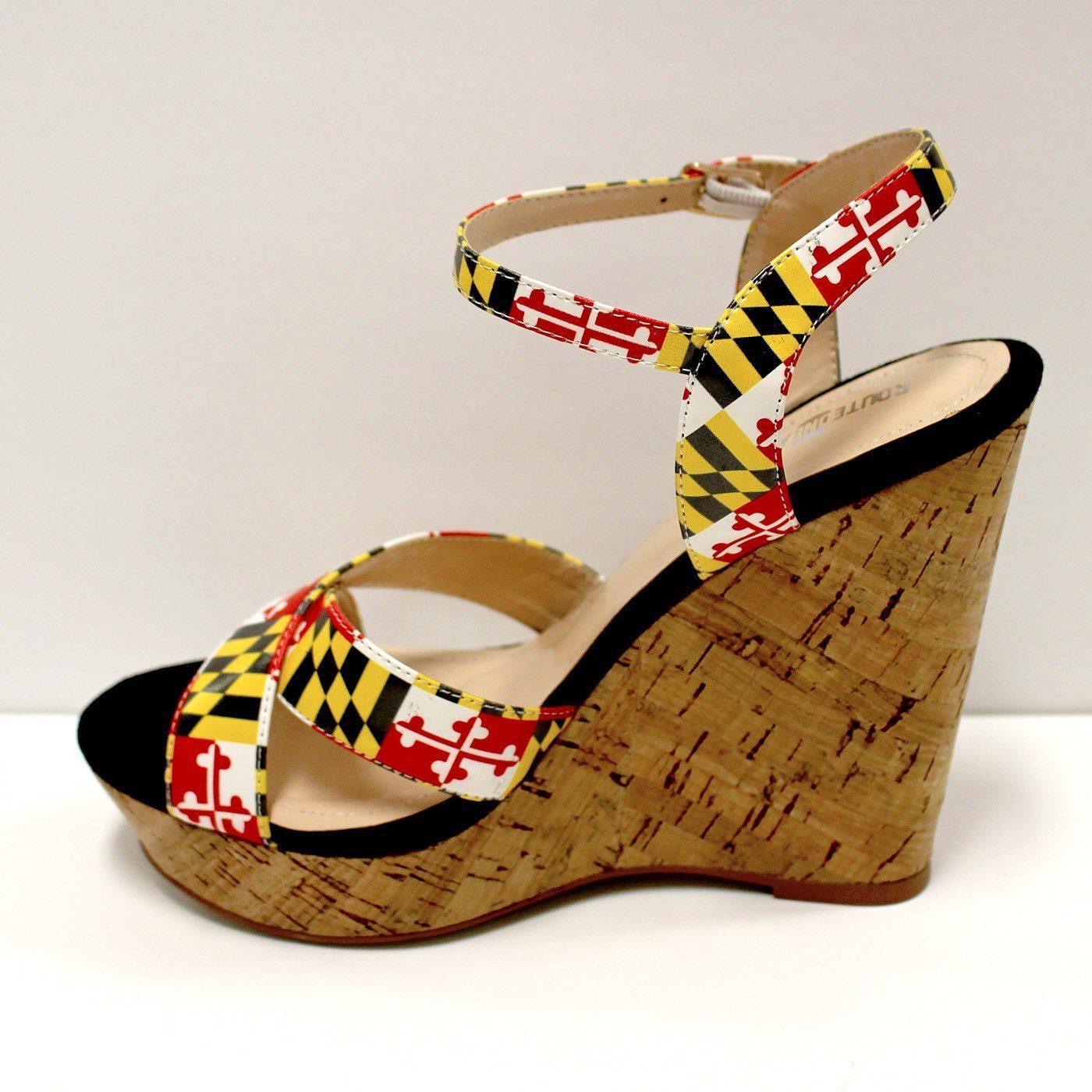 Maryland Flag / Cork Wedge Heels - Route One Apparel
