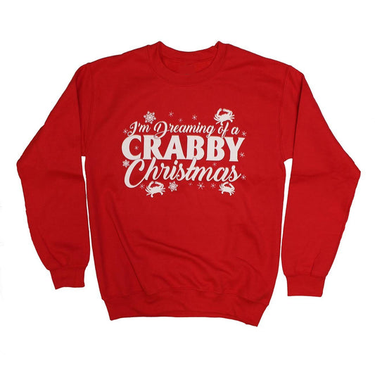 Dreaming of a Crabby Christmas (Red) / Crew Sweatshirt - Route One Apparel