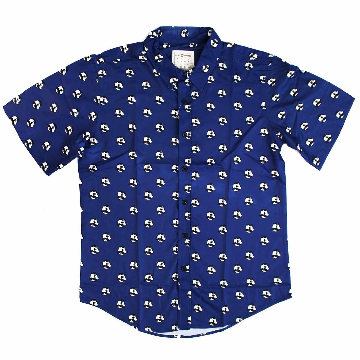 Natty Boh Logo Pattern (Navy Blue) / Hawaiian Shirt - Route One Apparel