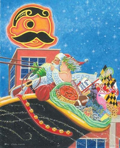 Baltimore Boh Santa and Sleigh / Christmas Card - Route One Apparel