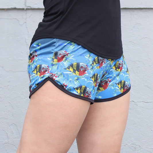 Bottom of the Bay - Maryland Crabs / Running Shorts (Ladies) - Route One Apparel