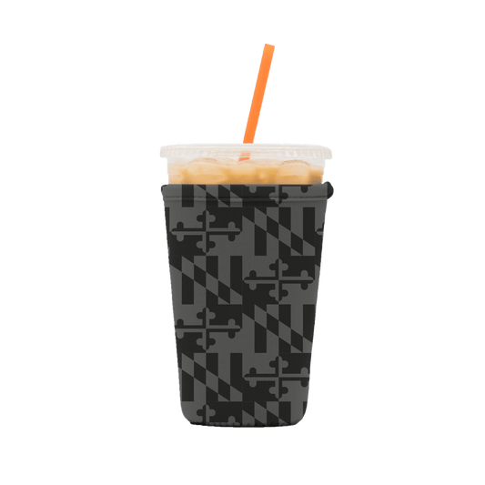Greyscale Maryland Flag Pattern / Iced Coffee Cooler - Route One Apparel