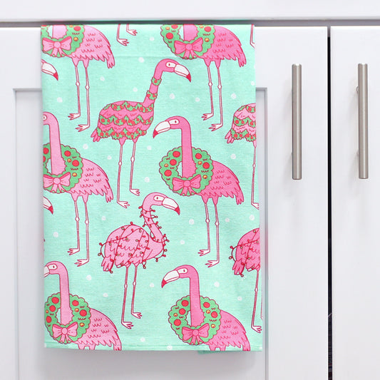 Holiday Flamingos / Kitchen Towel - Route One Apparel