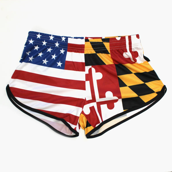 Maryland & American Flag / Athletic Shorts (Ladies)