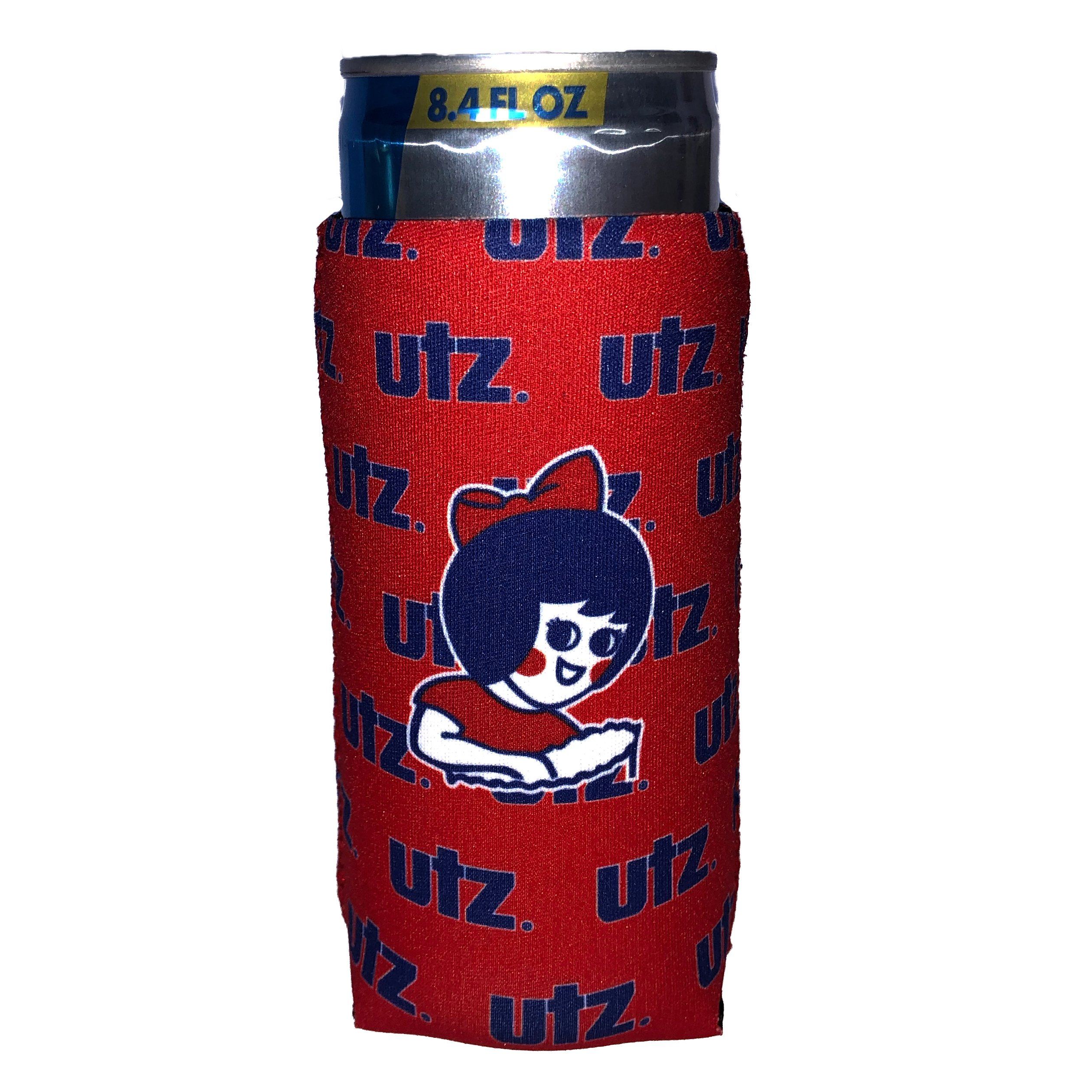 Utz Girl with Text Pattern (Red) / Slim Can Cooler - Route One Apparel
