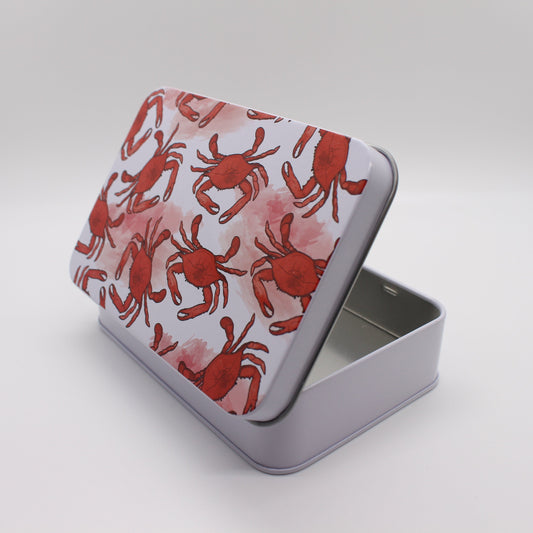 Watercolor Red Crab Pattern / Gift Card Tin - Route One Apparel