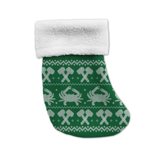 Crab and Mallet Pattern (Green) / Mini Christmas Stocking - Route One Apparel