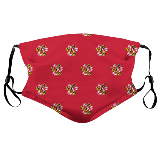 Maryland Paw Print Pattern (Red) / Face Mask - Route One Apparel