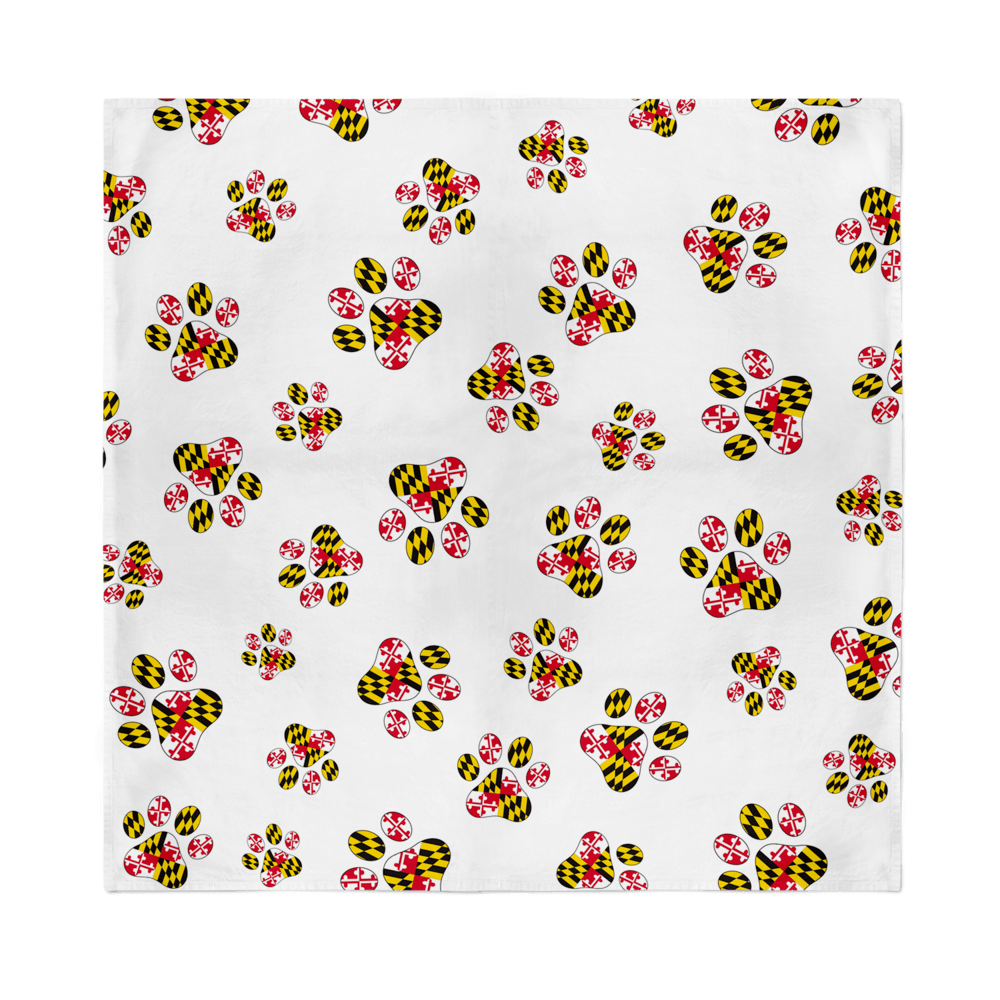 Maryland Paw Print Pattern (White) / Bandana (22 x 22 inch)