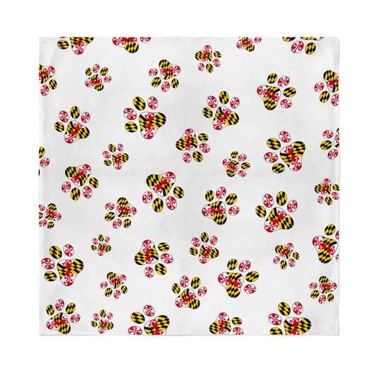 Maryland Paw Print Pattern (White) / Bandana (22 x 22 inch) - Route One Apparel