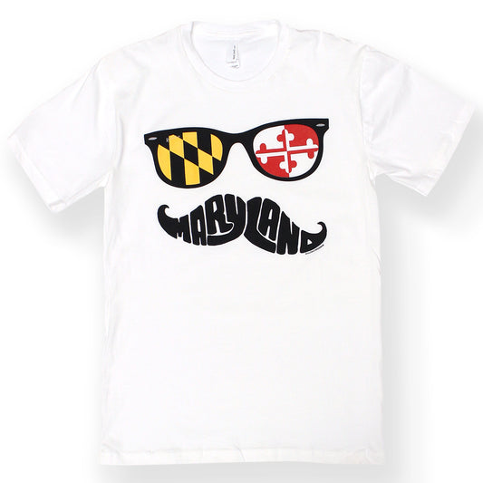 Maryland Mustache (White) / Shirt - Route One Apparel