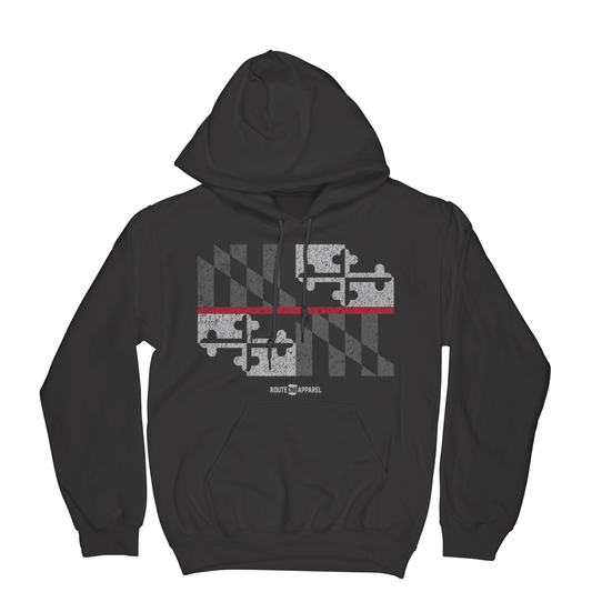 Maryland Flag Red Line (Black) / Hoodie - Route One Apparel