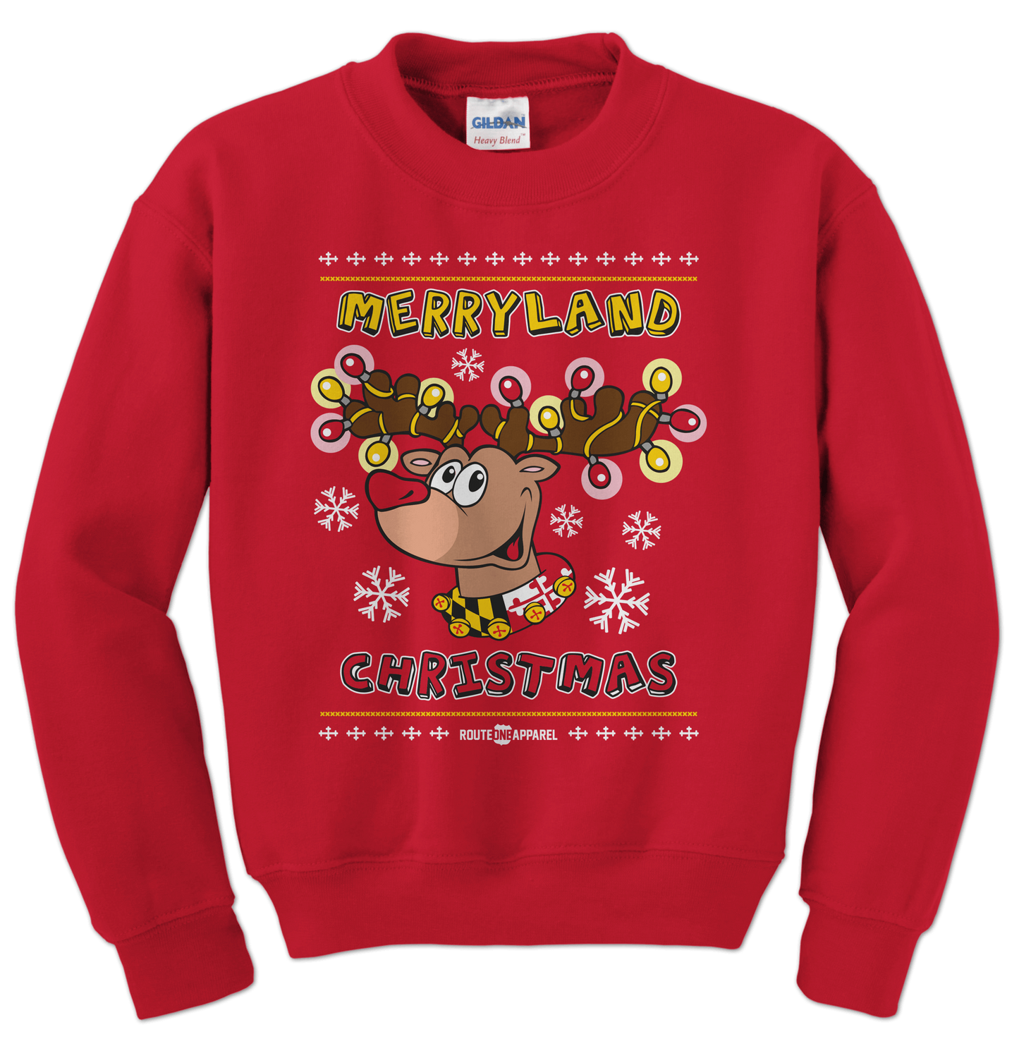 Merryland Christmas (Red) / Crew Sweatshirt - Route One Apparel