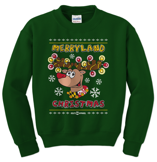 Merryland Christmas (Green) / Crew Sweatshirt - Route One Apparel
