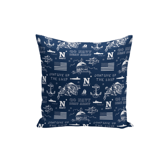 Go Navy Fan Pattern / Throw Pillow - Route One Apparel