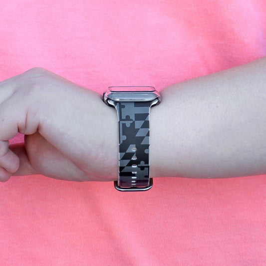 Greyscale Maryland Flag / Apple Watch Band - Route One Apparel