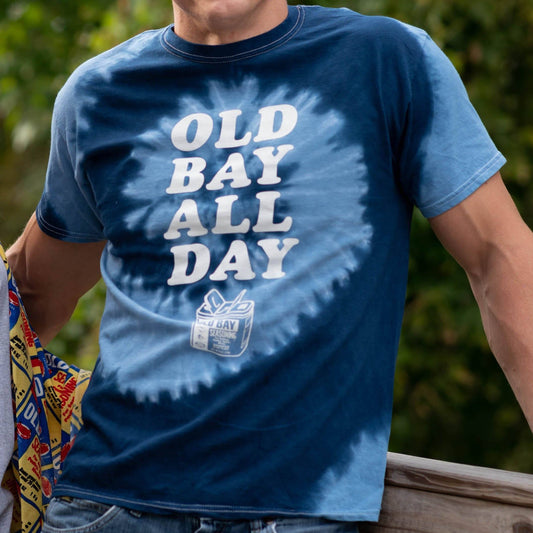 Old Bay All Day (Navy Spiral Tie Dye) / Shirt - Route One Apparel