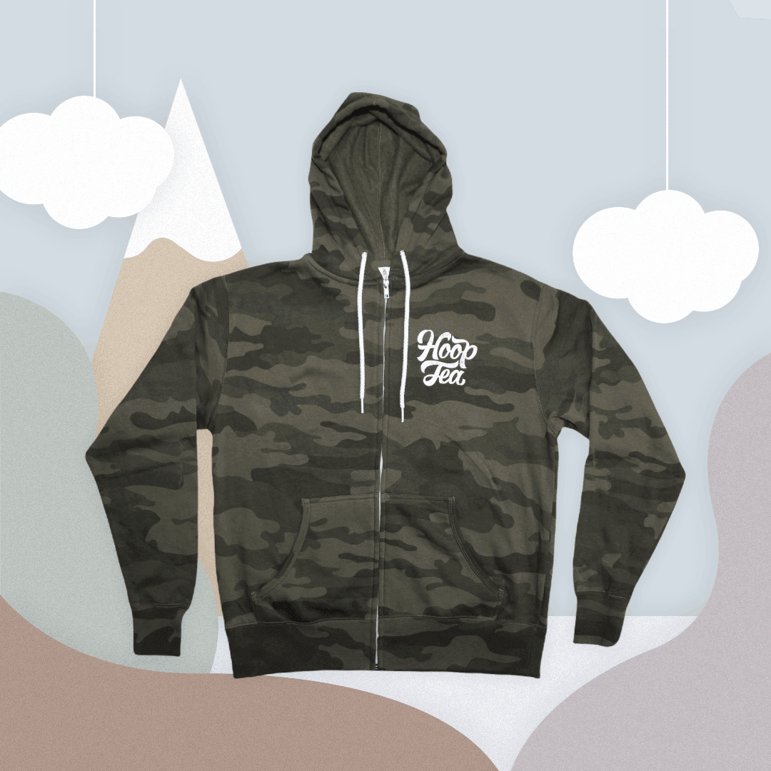 Hoop Tea Logo (Camo) / Zip Hoodie - Route One Apparel