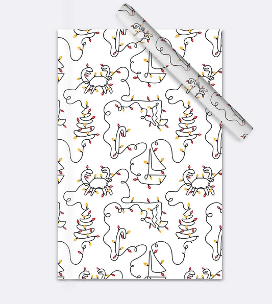 Maryland Christmas Lights (White) / Gift Wrap - Route One Apparel