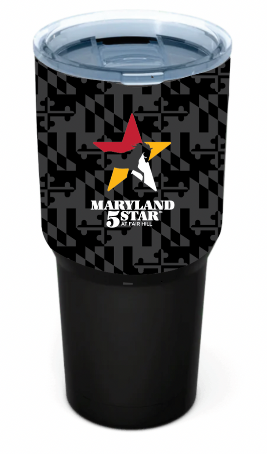 Maryland 5 Star Tonal State Flag (Black) / Large Tumbler - Route One Apparel
