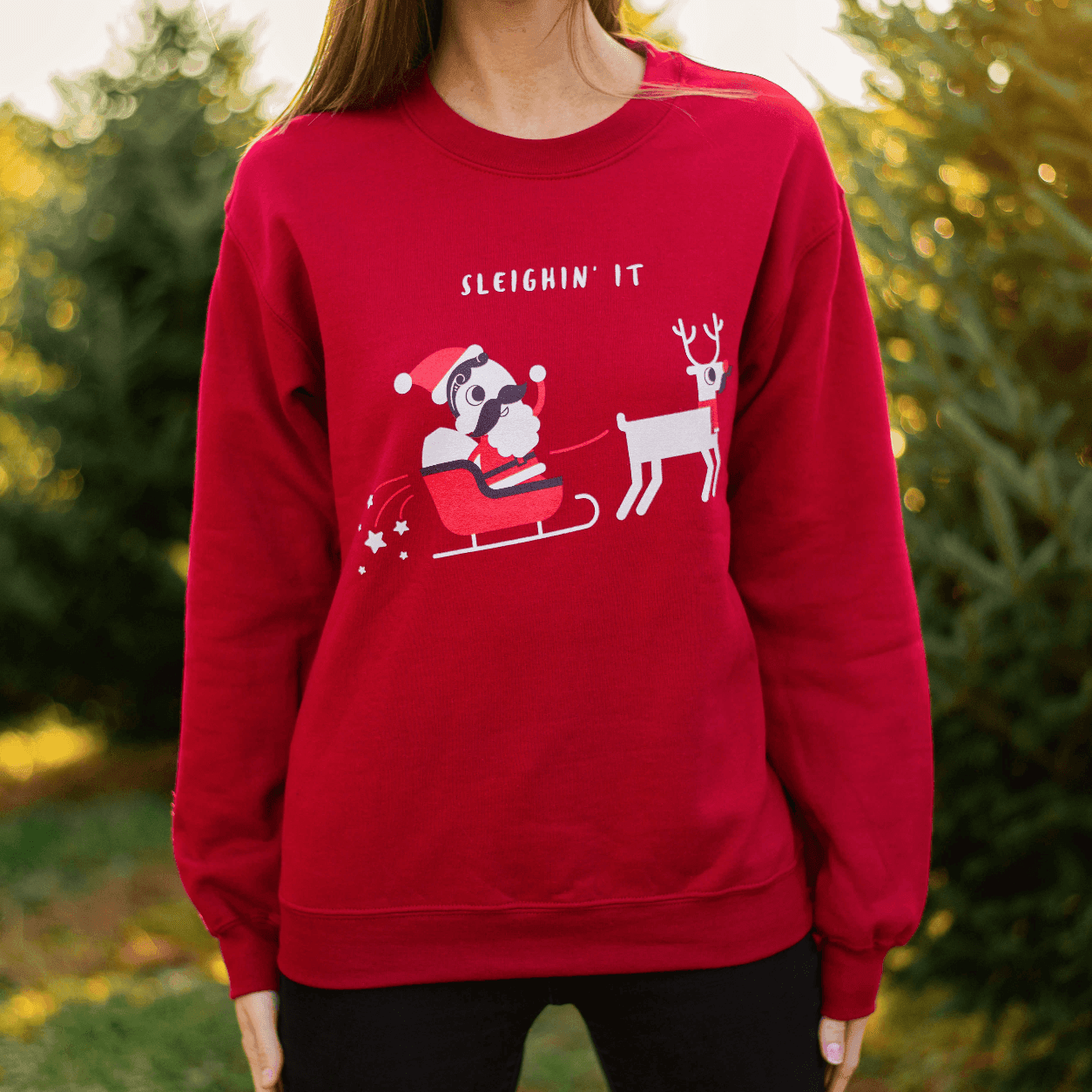 Sleighin it top christmas sweatshirt