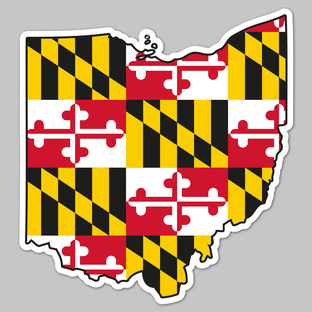 State of Ohio w/ Maryland Flag / Sticker - Route One Apparel