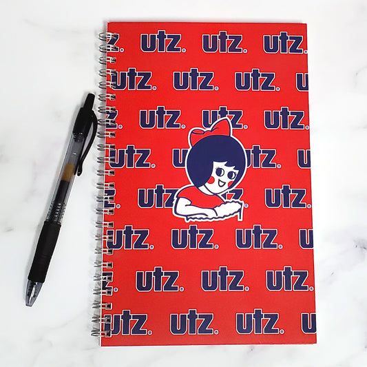 Utz Girl with Text Pattern (Red) / Spiral Notebook - Route One Apparel
