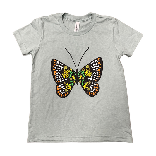 Checkerspot Susan Butterfly (Heather Dusted Blue) / *Youth* Shirt - Route One Apparel