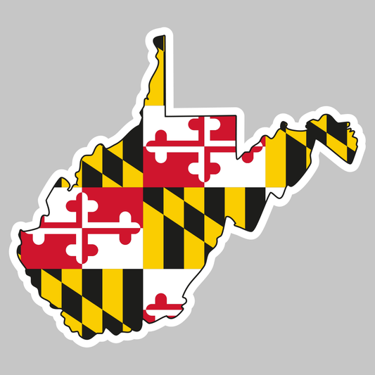 State of West Virginia w/ Maryland Flag / Sticker - Route One Apparel