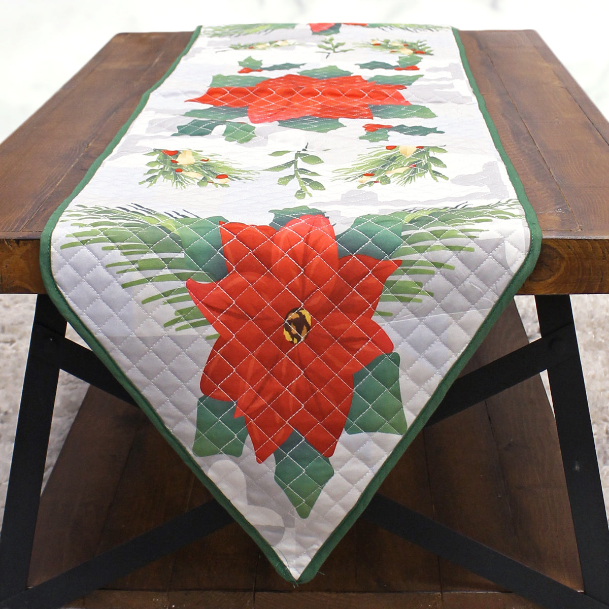 Whitescale Flag Poinsettia Pattern (Quilted) / Table Runner - Route One Apparel
