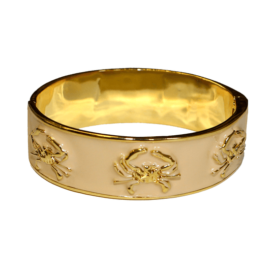 Crab Bracelet (Tan/Gold) / Enamel Bangle Bracelet - Route One Apparel