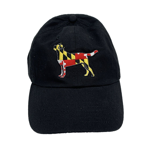 Dog Silhouette with Maryland Flag (Black) / Baseball Hat - Route One Apparel
