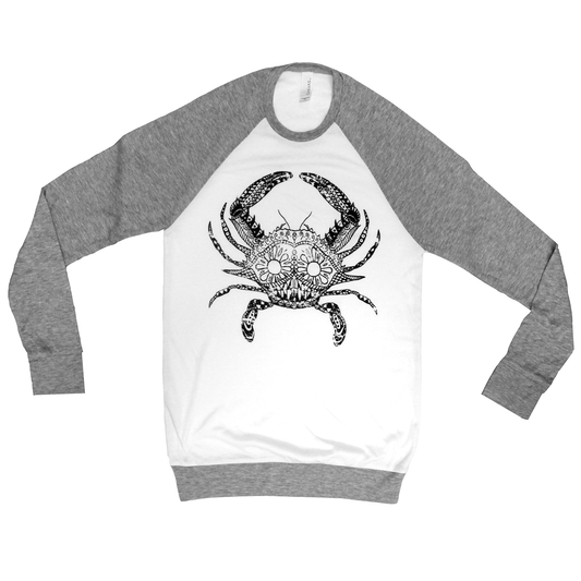 Henna Crab (White) / Ladies Long Sleeve Shirt - Route One Apparel