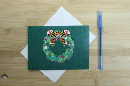 Maryland Wreath (Green) / Christmas Card - Route One Apparel