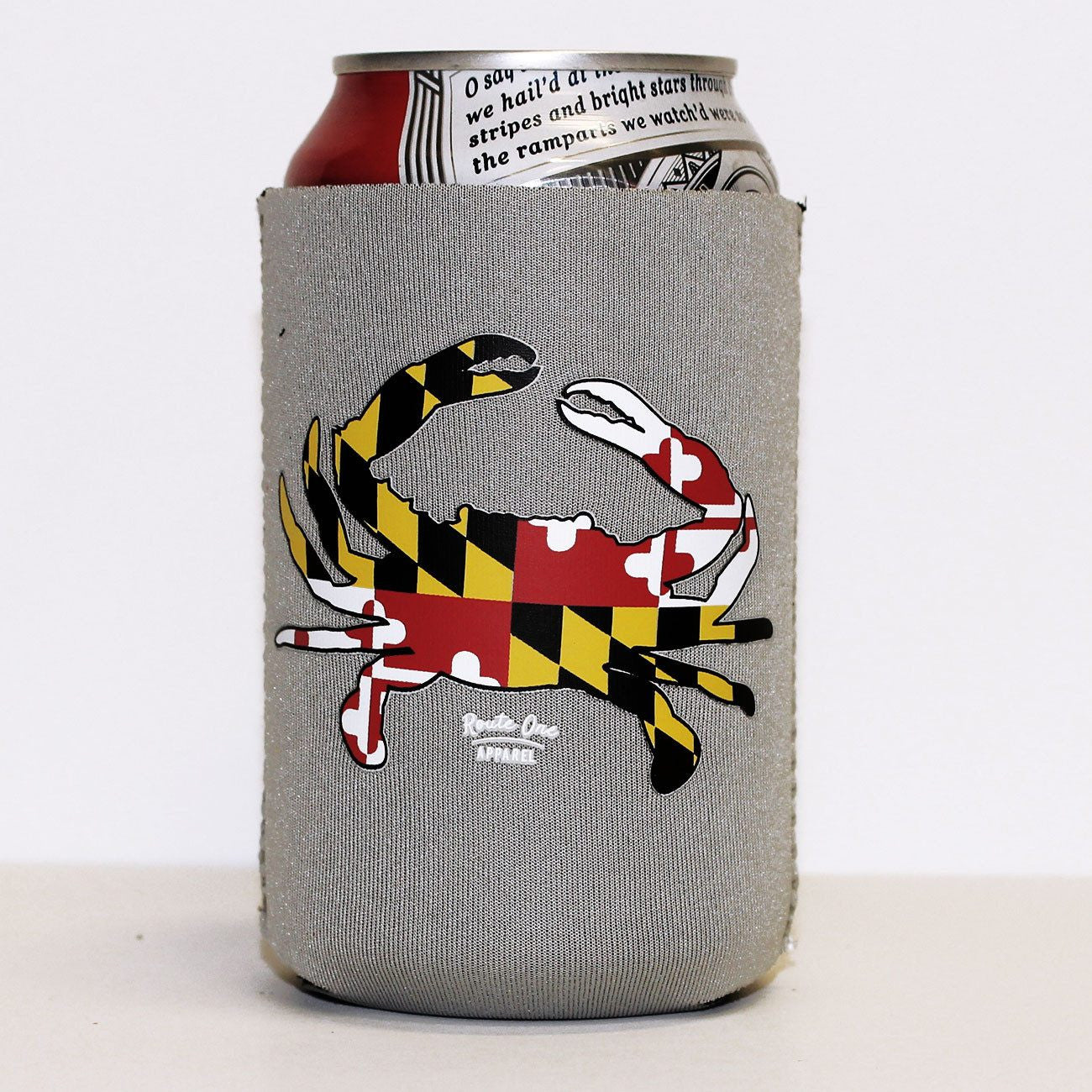 Maryland Full Flag Crab (Grey) / Can Cooler - Route One Apparel