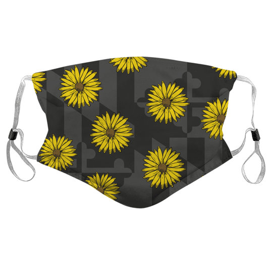 Black Eyed Susan (Greyscale Maryland) / Face Mask - Route One Apparel