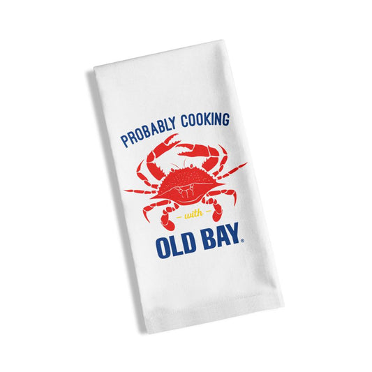 "Probably Cooking w/ Old Bay" (White) / Kitchen Towel - Route One Apparel