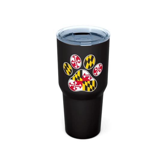 Maryland Full Flag Paw Print (Black) / Large Tumbler - Route One Apparel