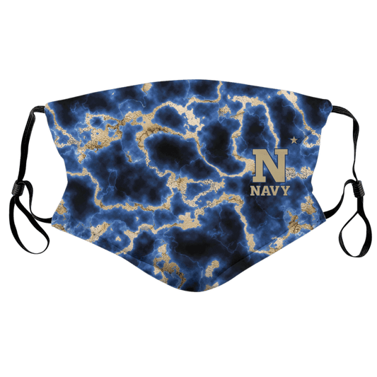 Side Navy Star Logo with Blue & Black Marble Pattern / Face Mask - Route One Apparel