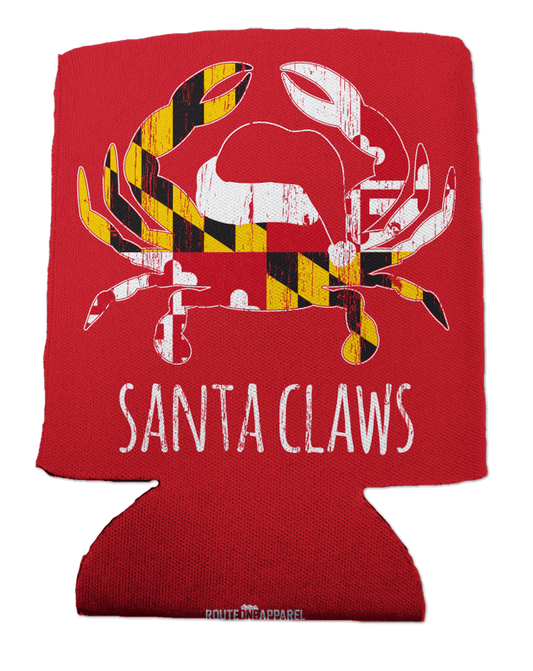 Santa Claws Maryland Flag (Red) / Can Cooler - Route One Apparel