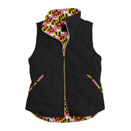 Quilted Maryland Flag (Black) / Ladies Reversible Vest - Route One Apparel