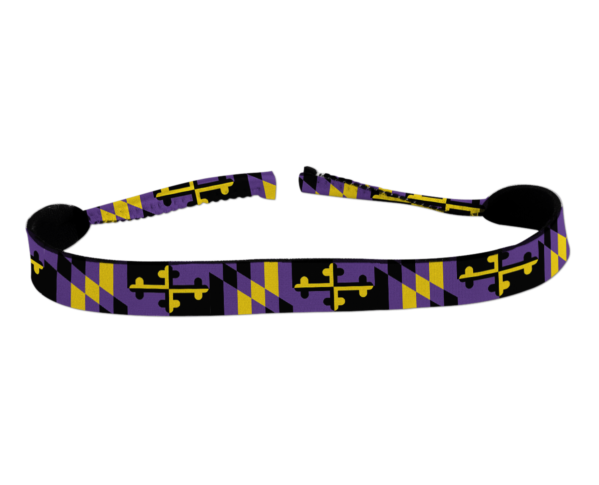 Purple & Gold Maryland Flag / Neoprene Sunglass Strap - Route One Apparel