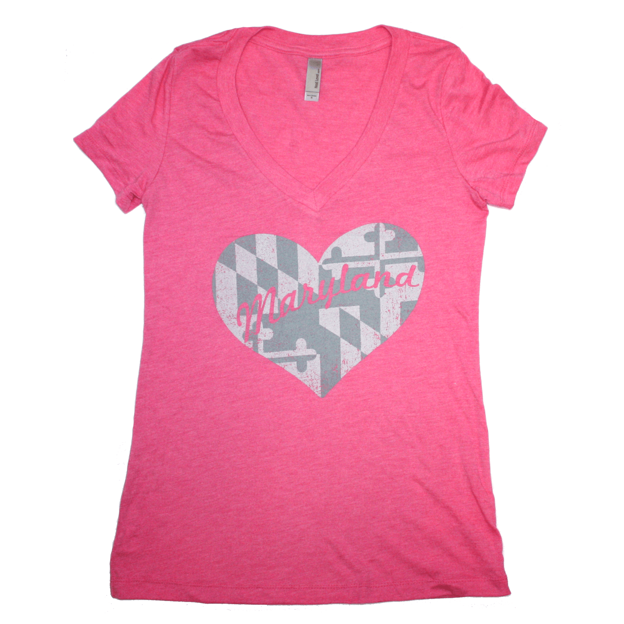 Maryland in My Heart (Pink) / Ladies Deep V-Neck Shirt - Route One Apparel