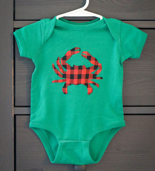Flannel Crab (Green) / Baby Onesie - Route One Apparel