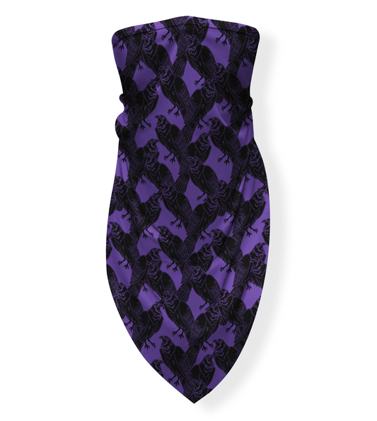 Black Raven Pattern (Purple)  / Neck Gaiter with Ear Loops - Route One Apparel